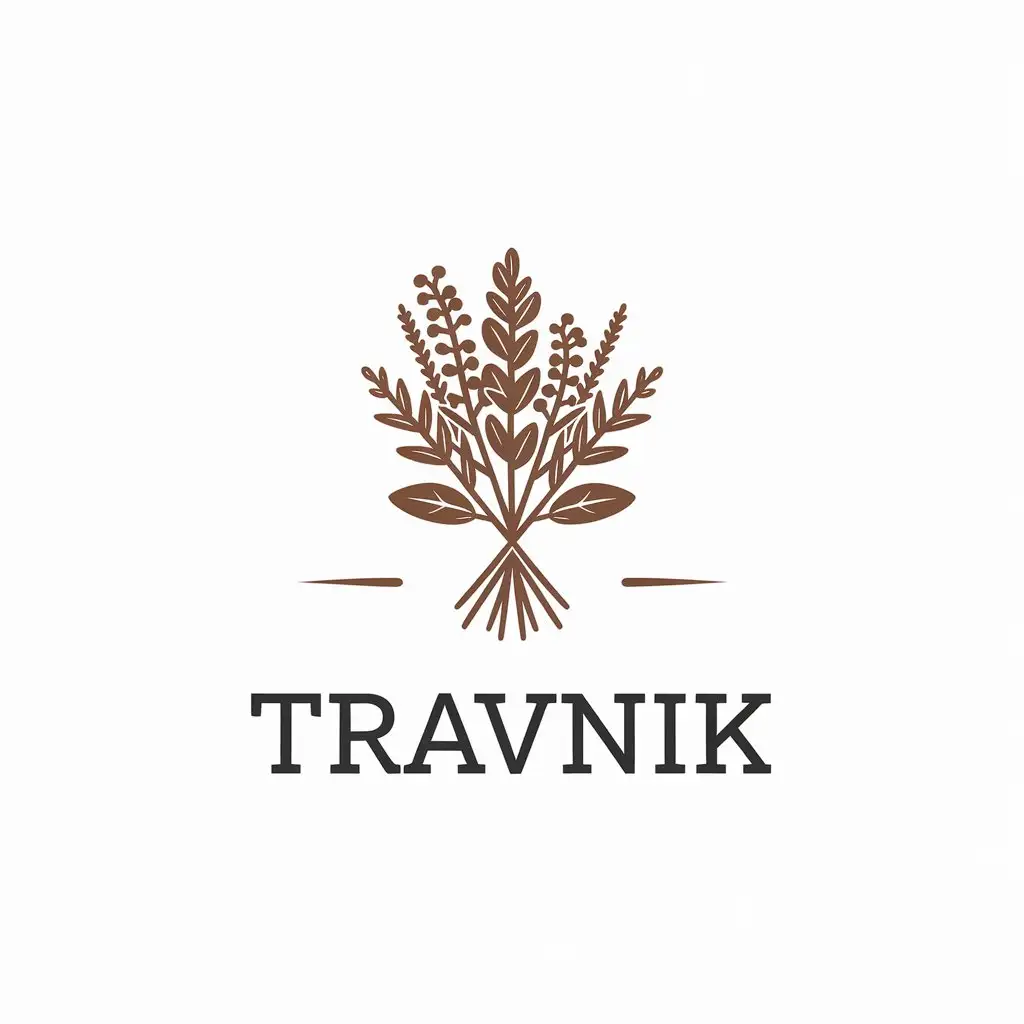 LOGO Design For Travnik Minimalistic Herb Bouquet Symbol for Restaurant Industry