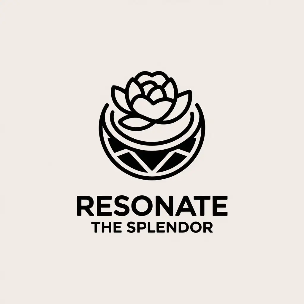 LOGO-Design-for-Resonate-the-Splendor-Minimalist-Peony-and-Drum-with-Entertainment-Industry-Appeal