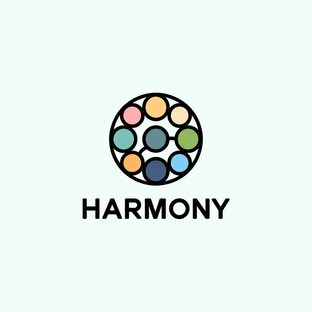 a vector logo design,with the text "Harmony", main symbol:circle,Moderate,clear background