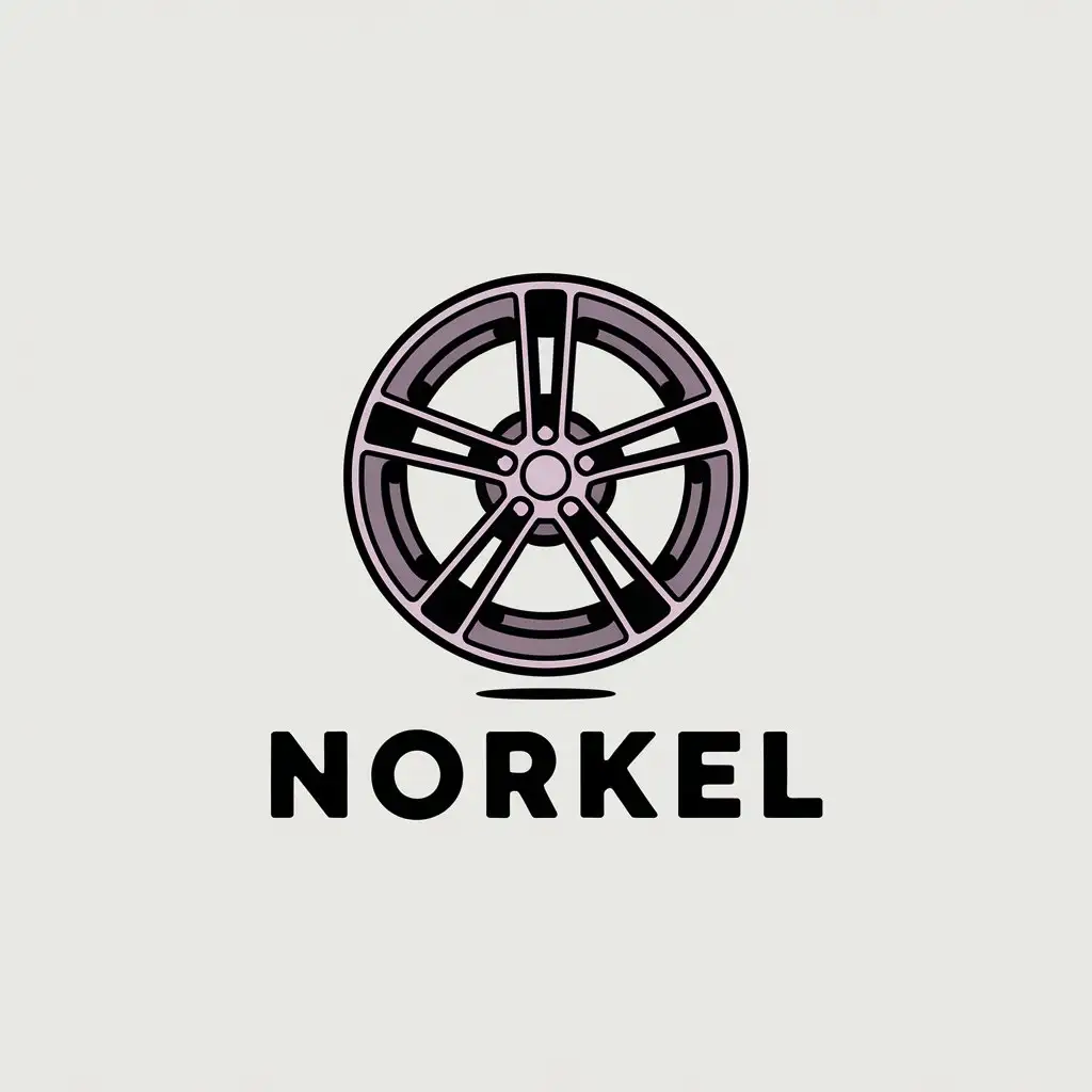 a vector logo design,with the text "Norkel", main symbol:rim customization,Minimalistic,be used in Automotive industry,clear background