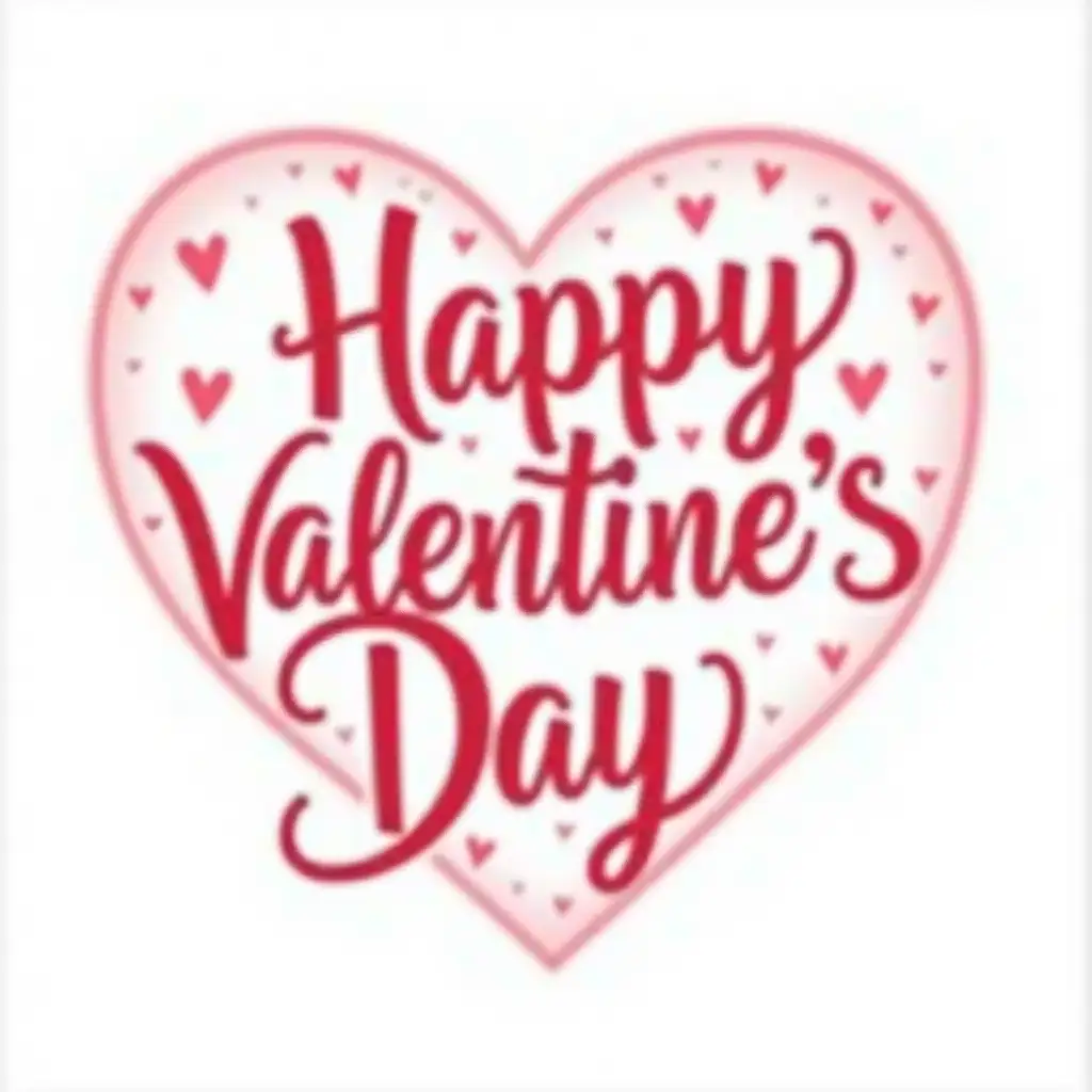 Create a typography design with the text 'Happy Valentine's Day' in a heart shape, calligraphy style, coloring, Shilloutte image, on a white background