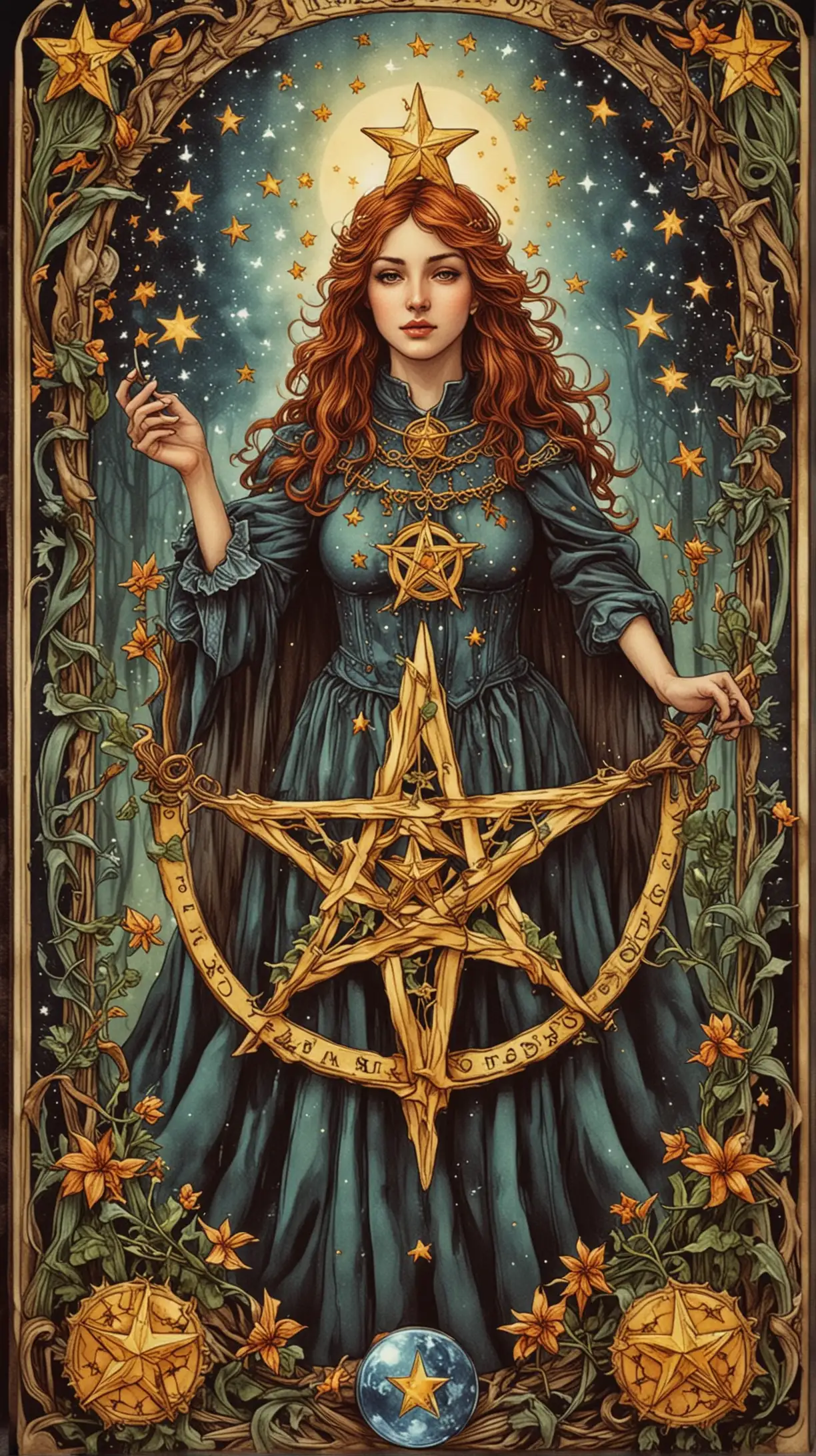 Beautiful and Mystical Suit of Pentacles Tarot Card