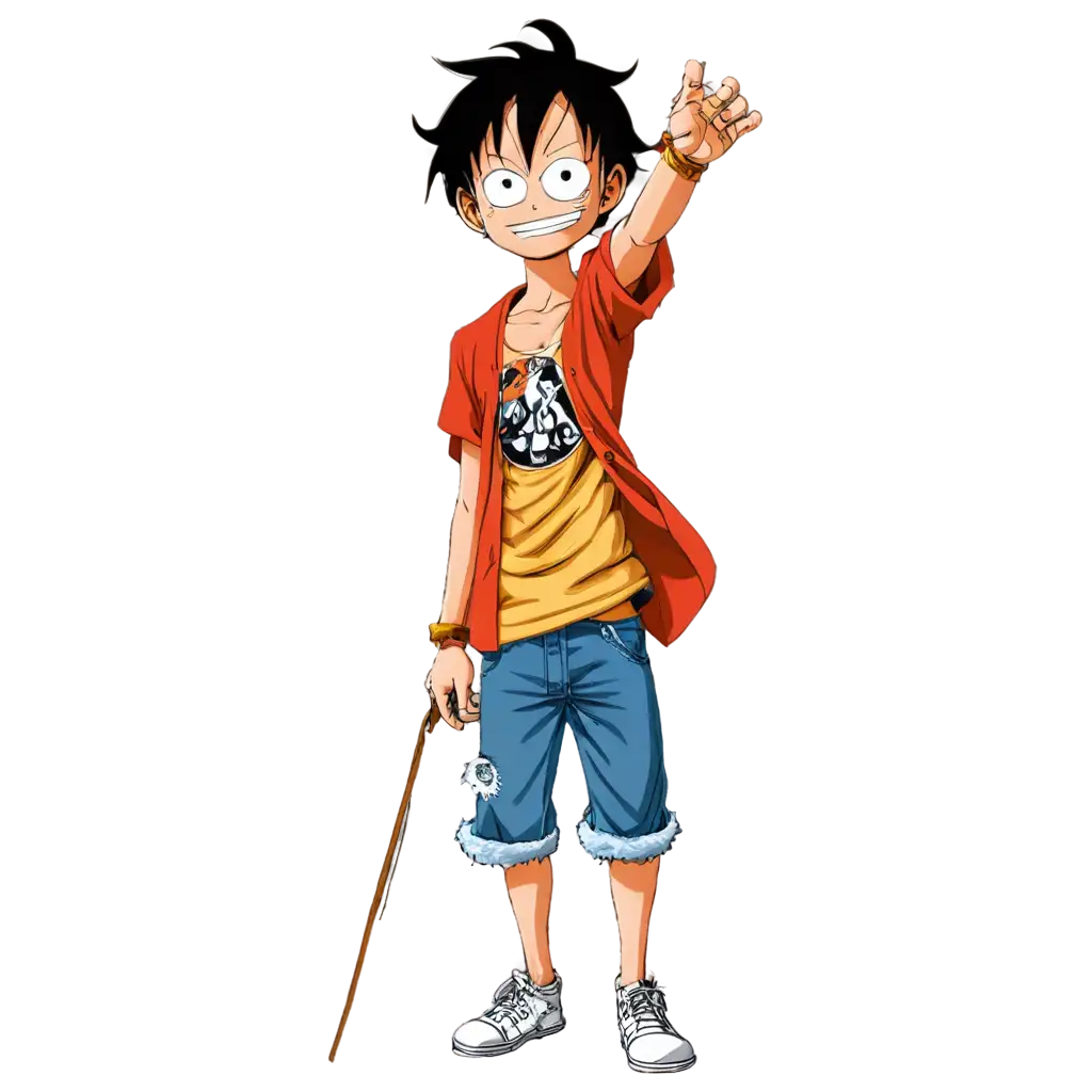 Luffy-in-Dragon-Ball-TShirt-PNG-A-Unique-Fusion-of-Iconic-Characters