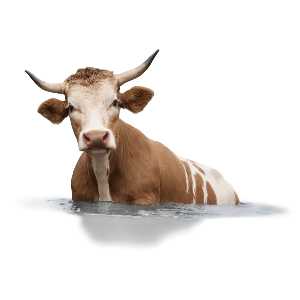 PNG-Image-Creation-A-Cow-Drowning-in-Water