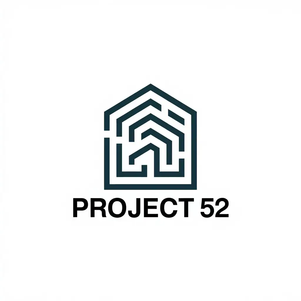 a vector logo design,with the text "Project 52", main symbol:House of lines,Moderate,be used in Construction industry,clear background