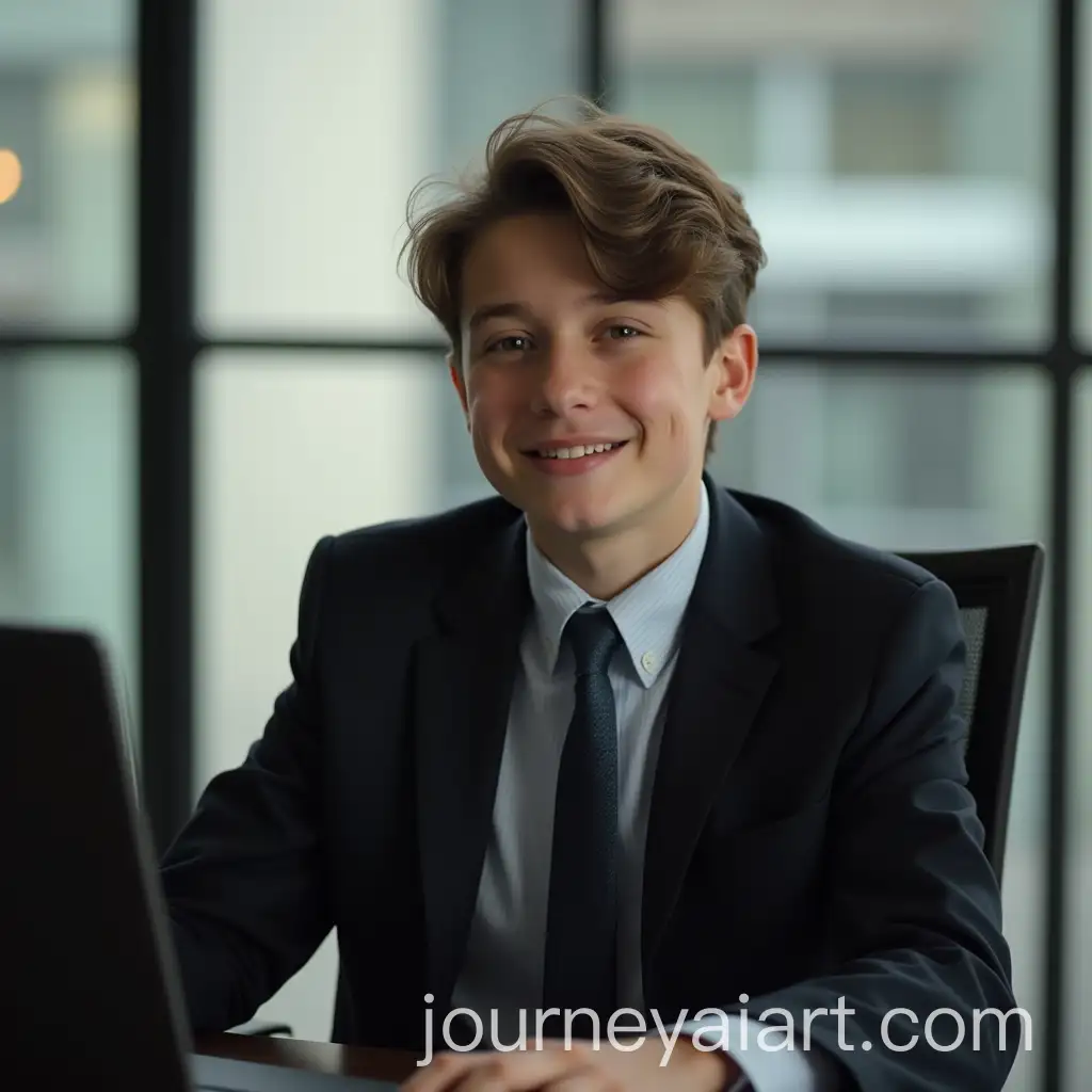Young-Man-in-Office-Attire-Sitting-Alone