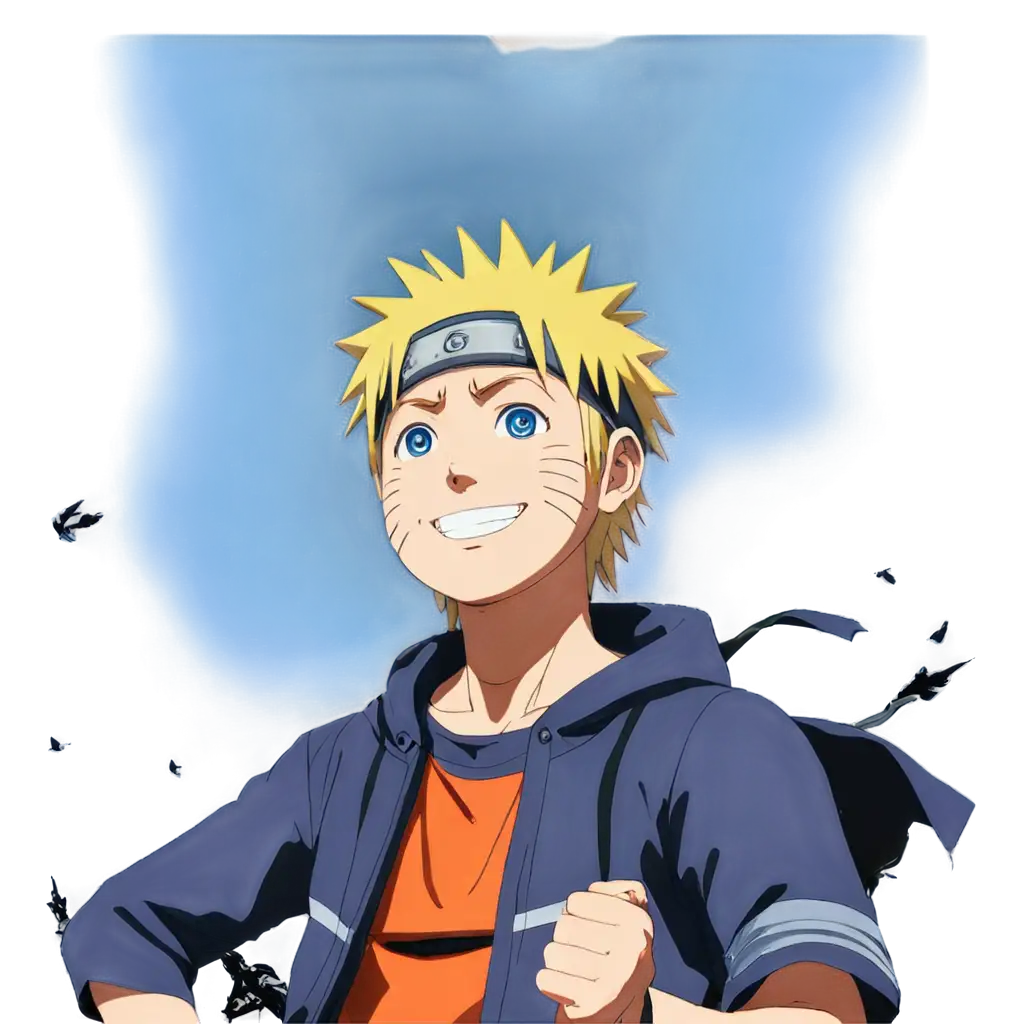 Naruto-Shippuden-Smiling-at-the-Bright-Blue-Sky-Full-of-Birds-PNG-Image