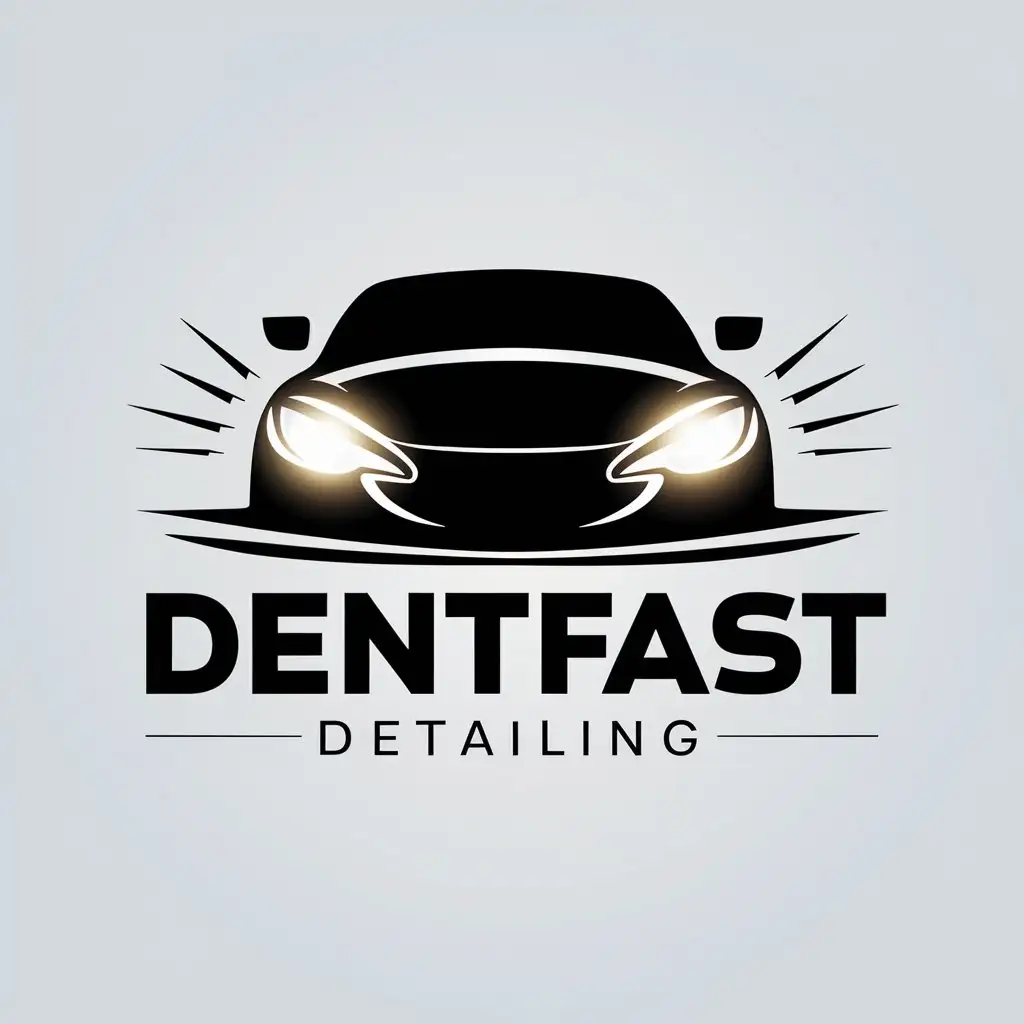 LOGO-Design-for-DENTFAST-DETAILING-Glowing-LED-Car-Headlights-in-Automotive-Industry