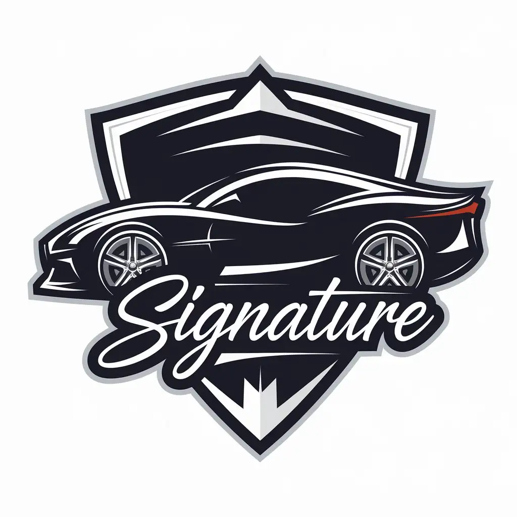 a vector logo design,with the text "Signature", main symbol:cars,Moderate,be used in Automotive industry,clear background