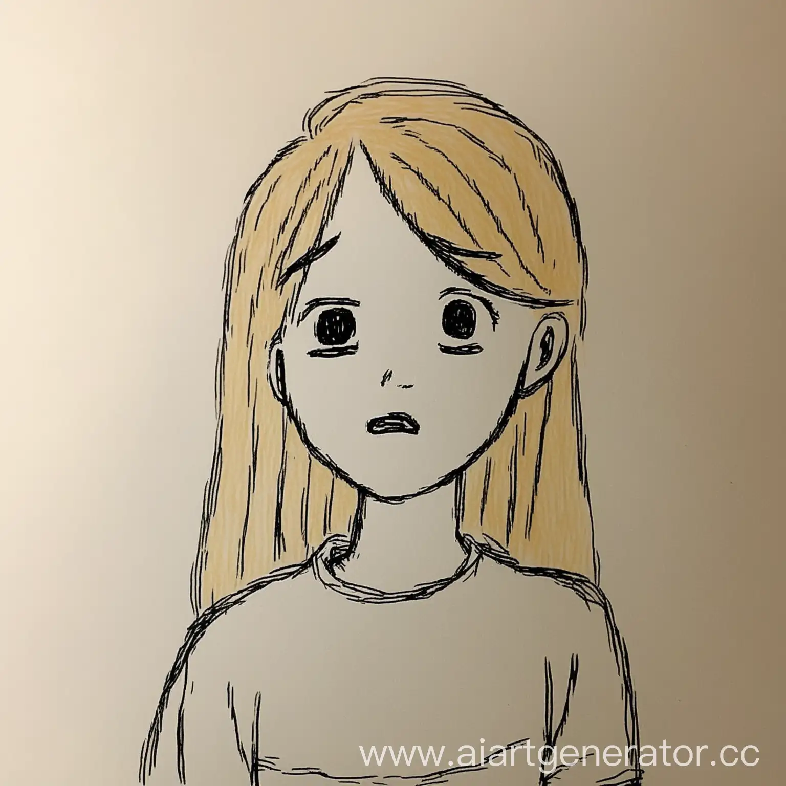 Hand-Drawn-Blond-Teenager-Girl-Art-Unique-Style-Illustration