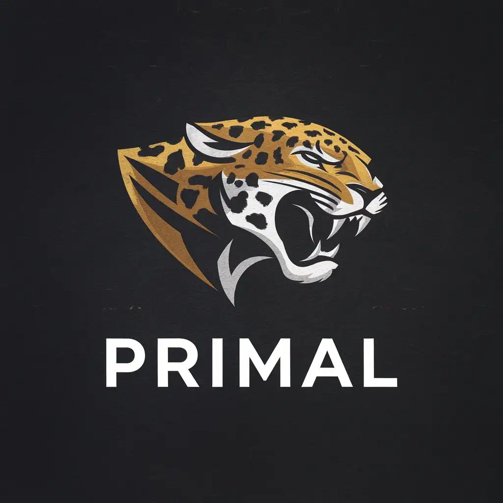 LOGO Design for PRIMAL Grinning Jaguar in Profile with Minimalist Style