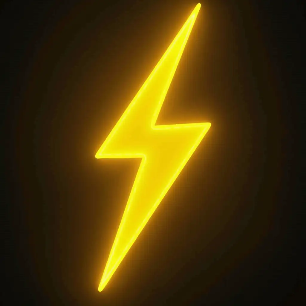 create a lightning bolt with a color of yellow improve it with a touch of tech