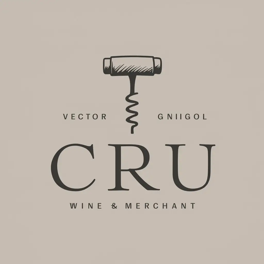 LOGO Design for Cru Minimalistic Corkscrew Symbol on Clear Background