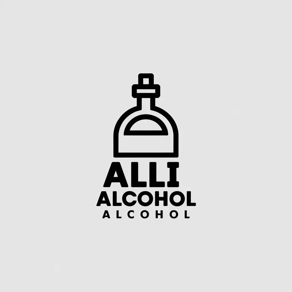 a vector logo design,with the text "ali alcohol alcohol", main symbol:ali liquor liquor,Minimalistic,clear background