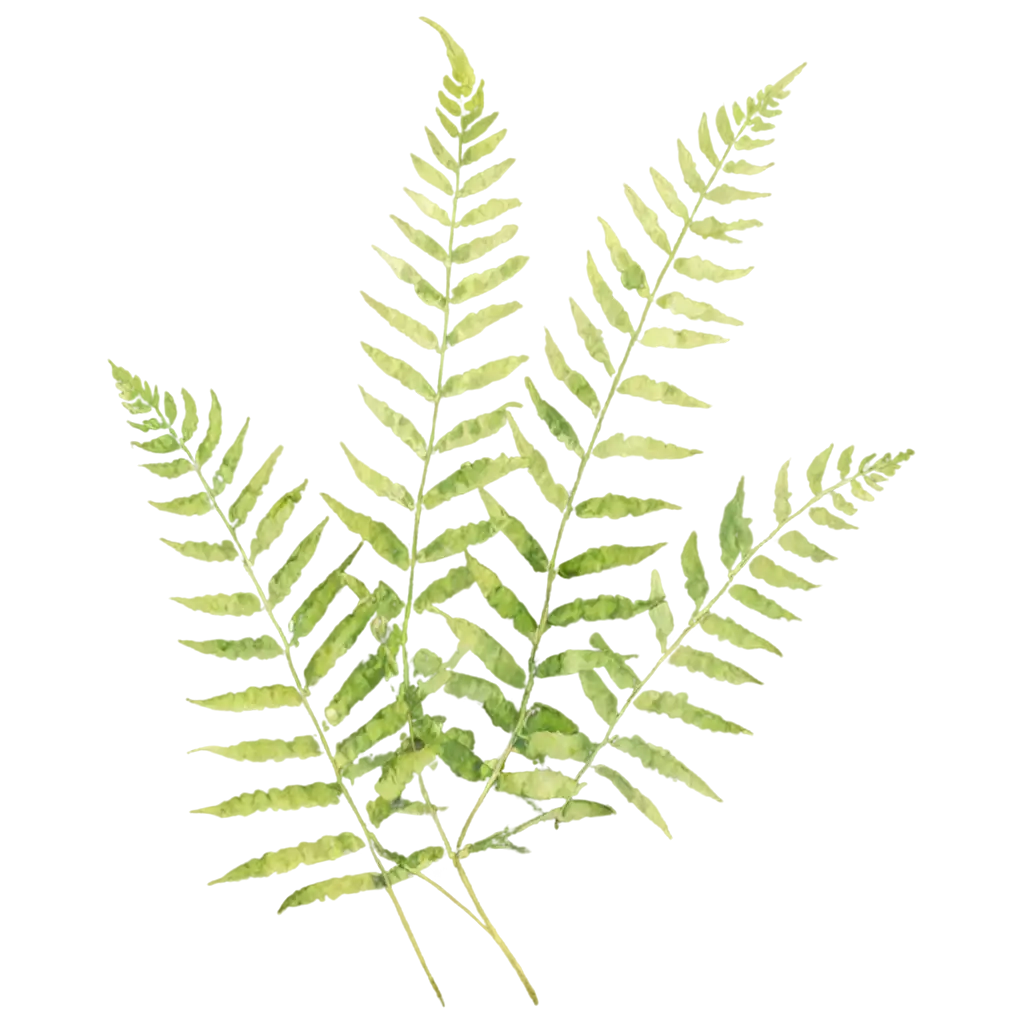 Fern leaves in watercolor style