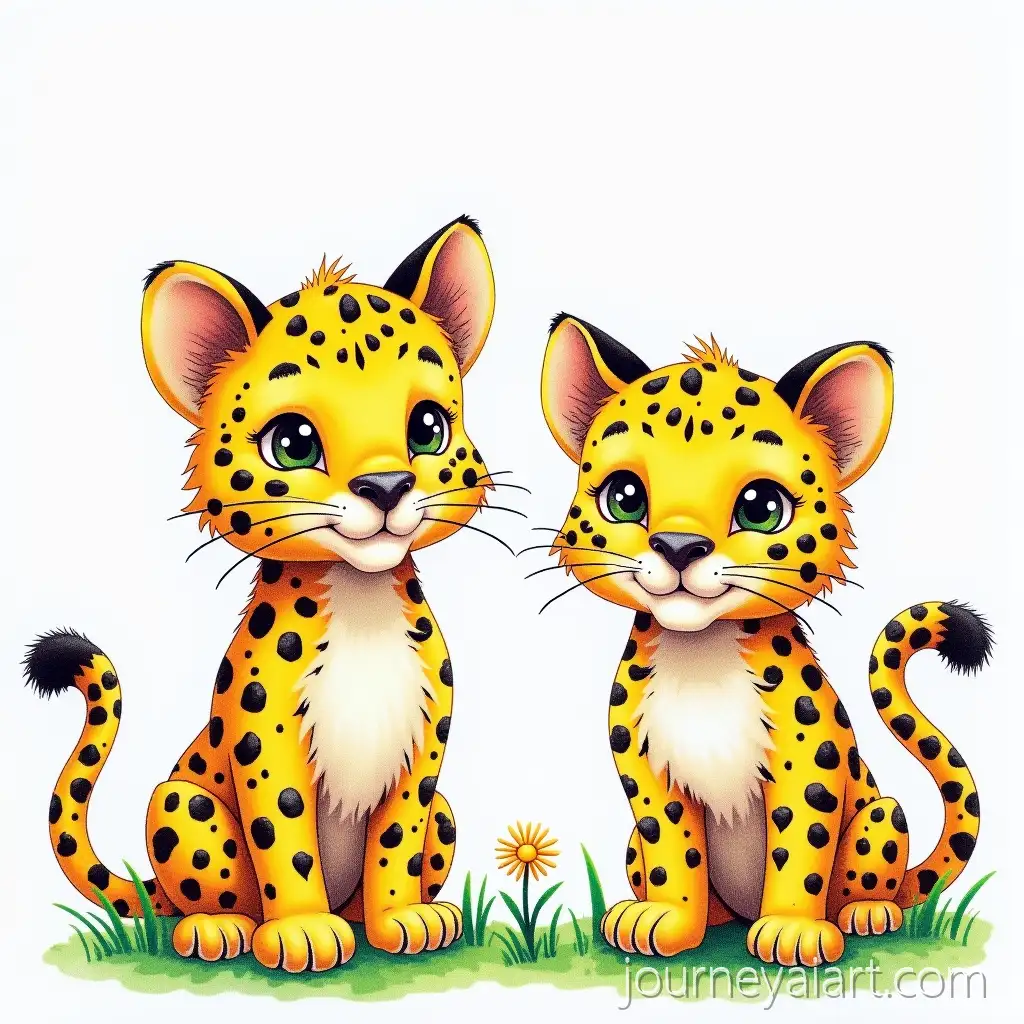 Childs-Crayon-Drawing-of-Two-Leopard-Cubs-as-Enemies