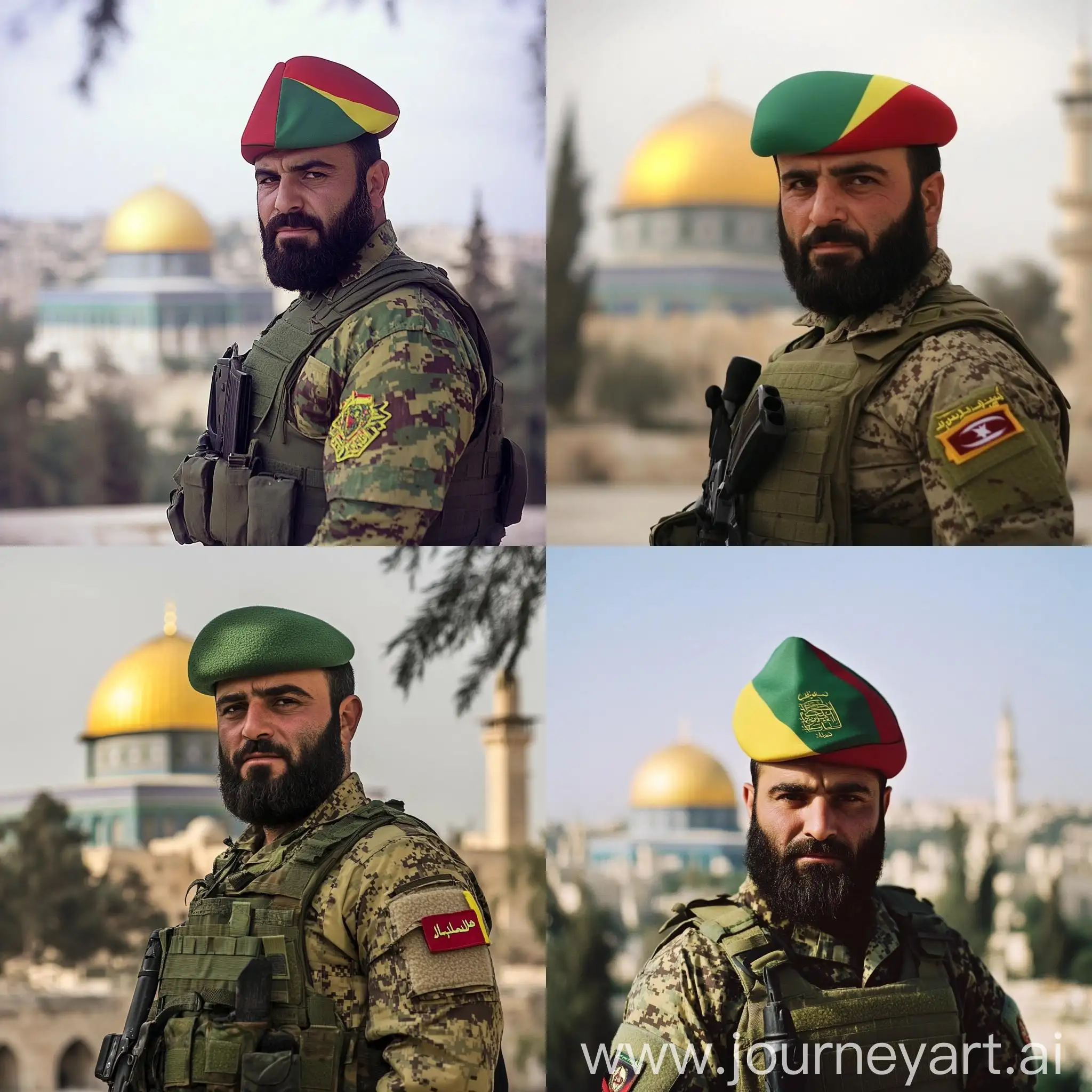 Soldier-in-Camouflage-with-Dome-of-the-Rock-Mosque-in-Palestine