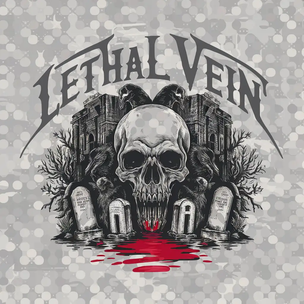 LOGO Design for LETHAL VEIN Vintage Emo Metal Rock Vector Logo with Dark Themes