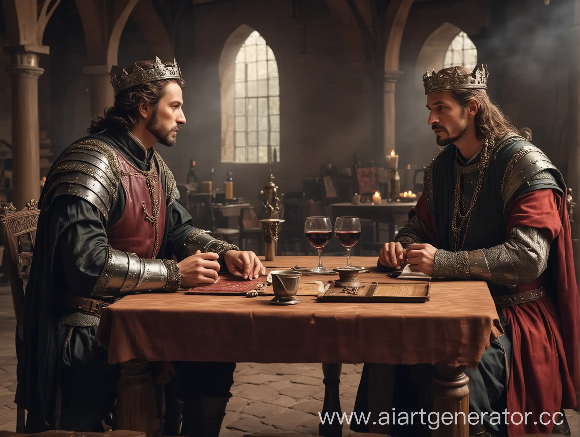 Feudal-Lord-and-Count-Discussing-Matters-Over-Wine