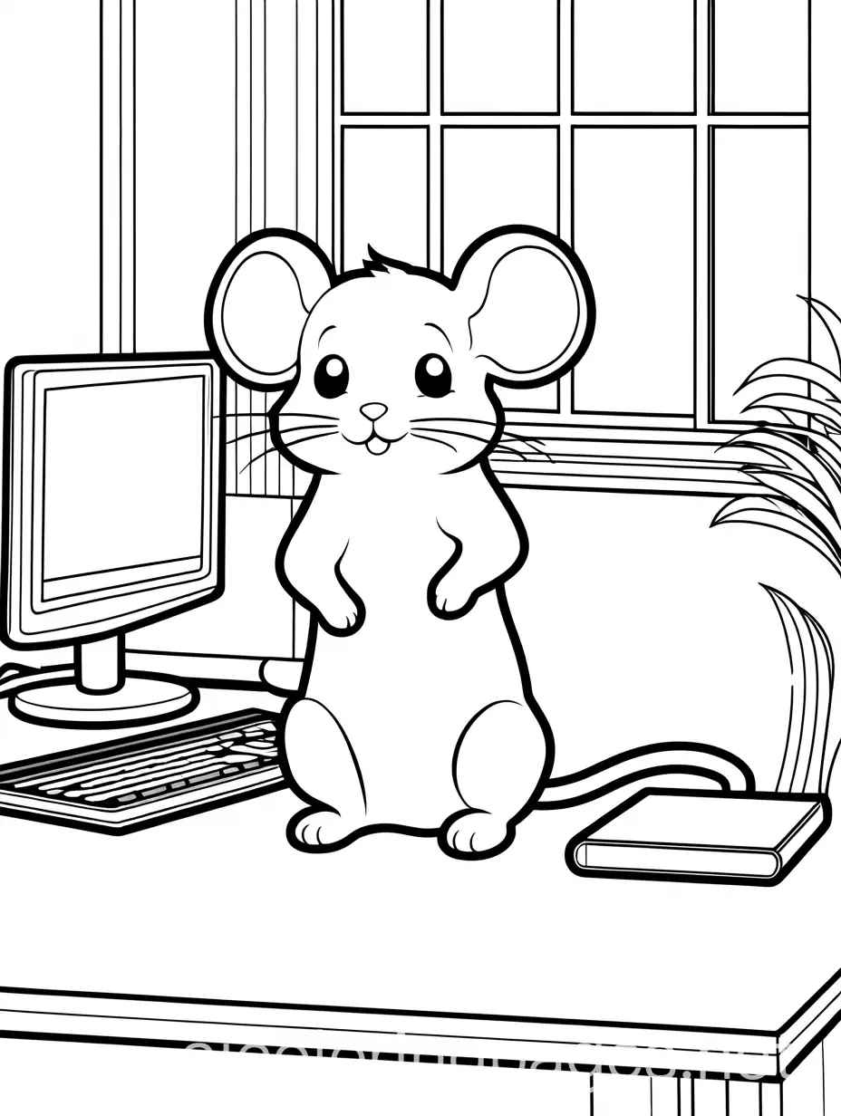 Cheerful-Computer-Mouse-Coloring-Page