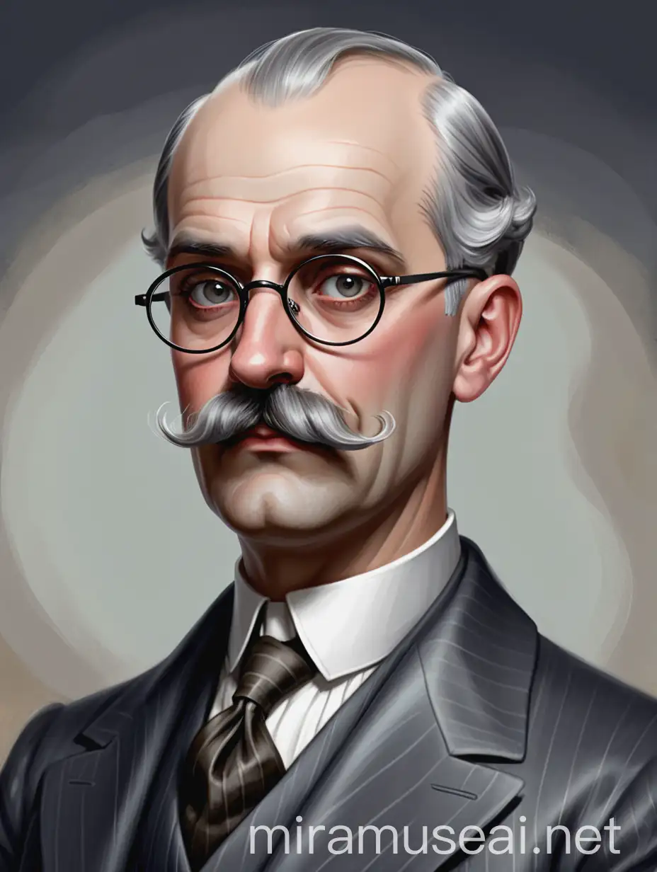 1920s American Gentleman with Grey Hair and Glasses in Formal Attire