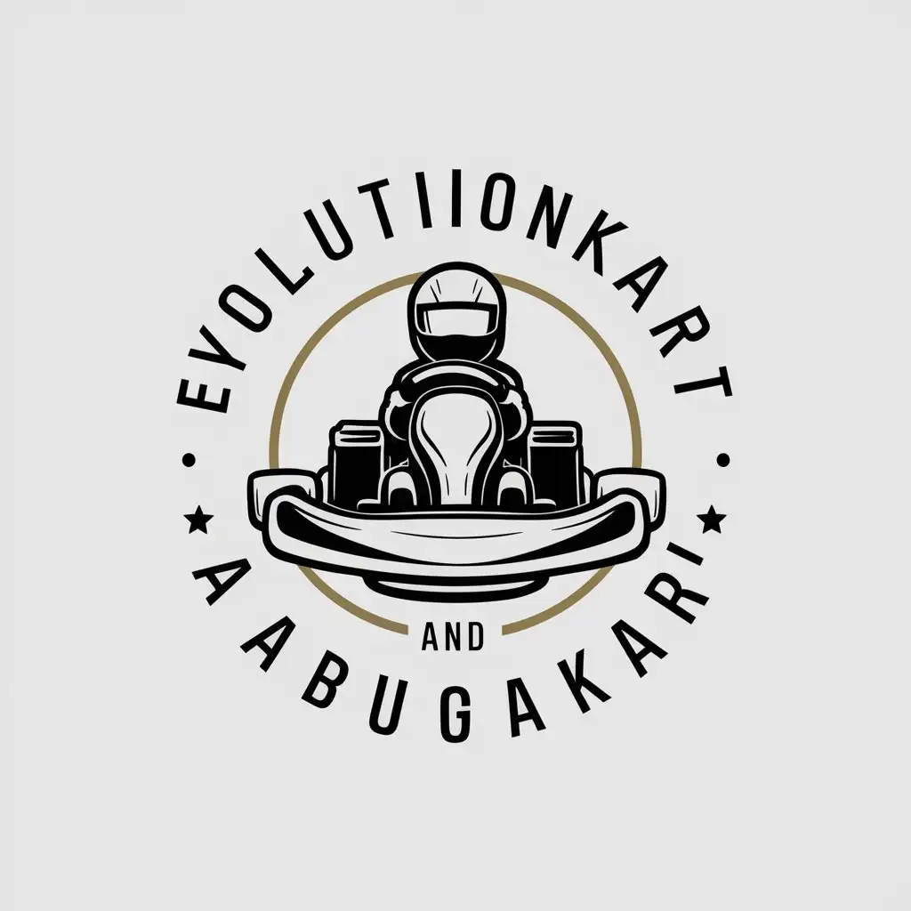 a vector logo design,with the text "EvolutionKart and AlabugaKart", main symbol:karting,Moderate,be used in Automotive industry,clear background