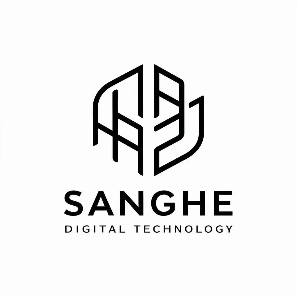 a vector logo design,with the text "Sanghe Digital Technology", main symbol:he qian tong,Minimalistic,be used in Technology industry,clear background