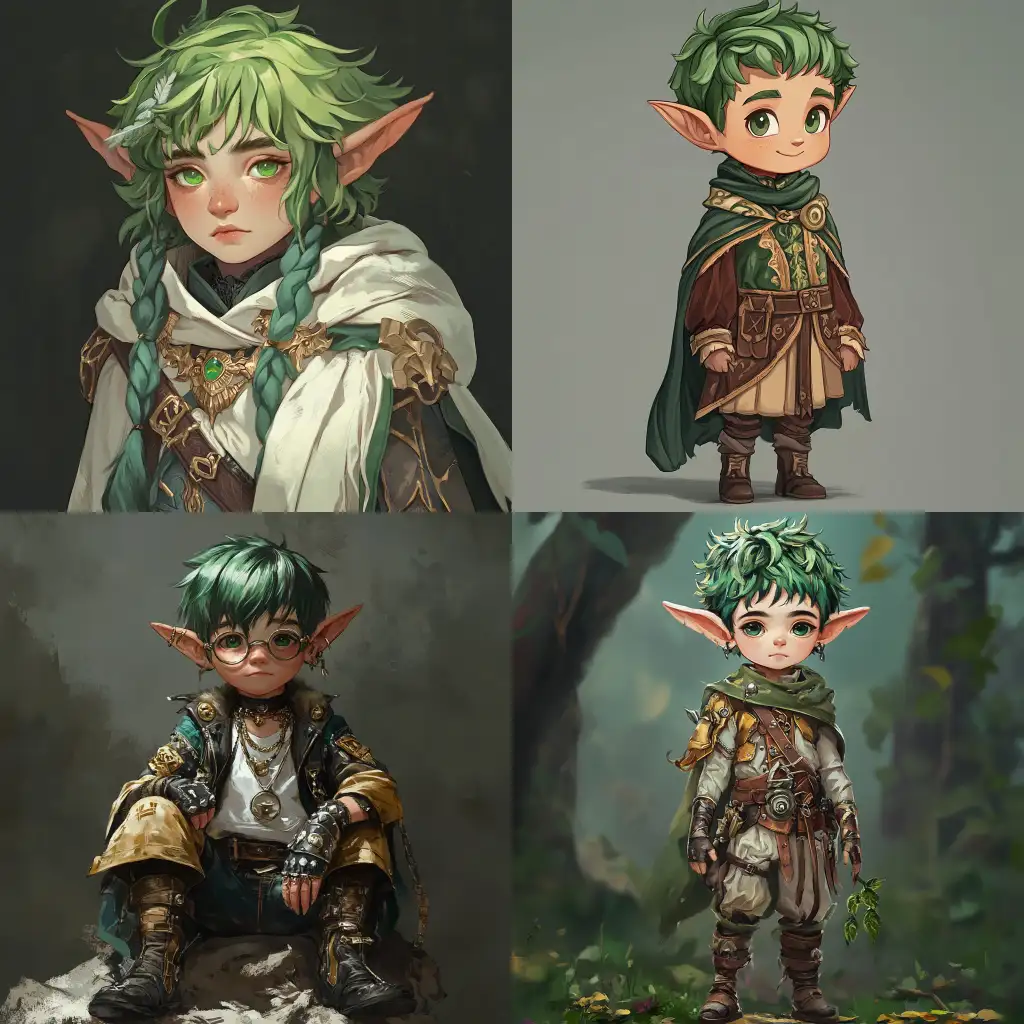 Luxuriously-Dressed-GreenHaired-Gnome-Boy-in-Fantasy-Anime-Style
