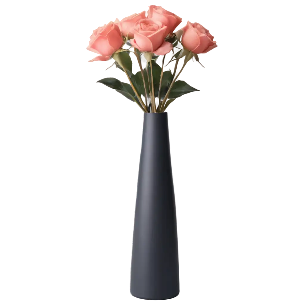 Minimalistic-Black-Vase-with-Roses-Inside-PNG-Image-for-Elegant-Design-and-Decor