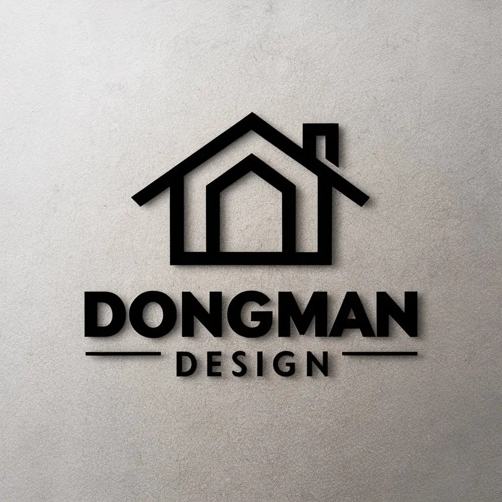 a vector logo design,with the text "Dongman Design", main symbol:house,Moderate,be used in Construction industry,clear background