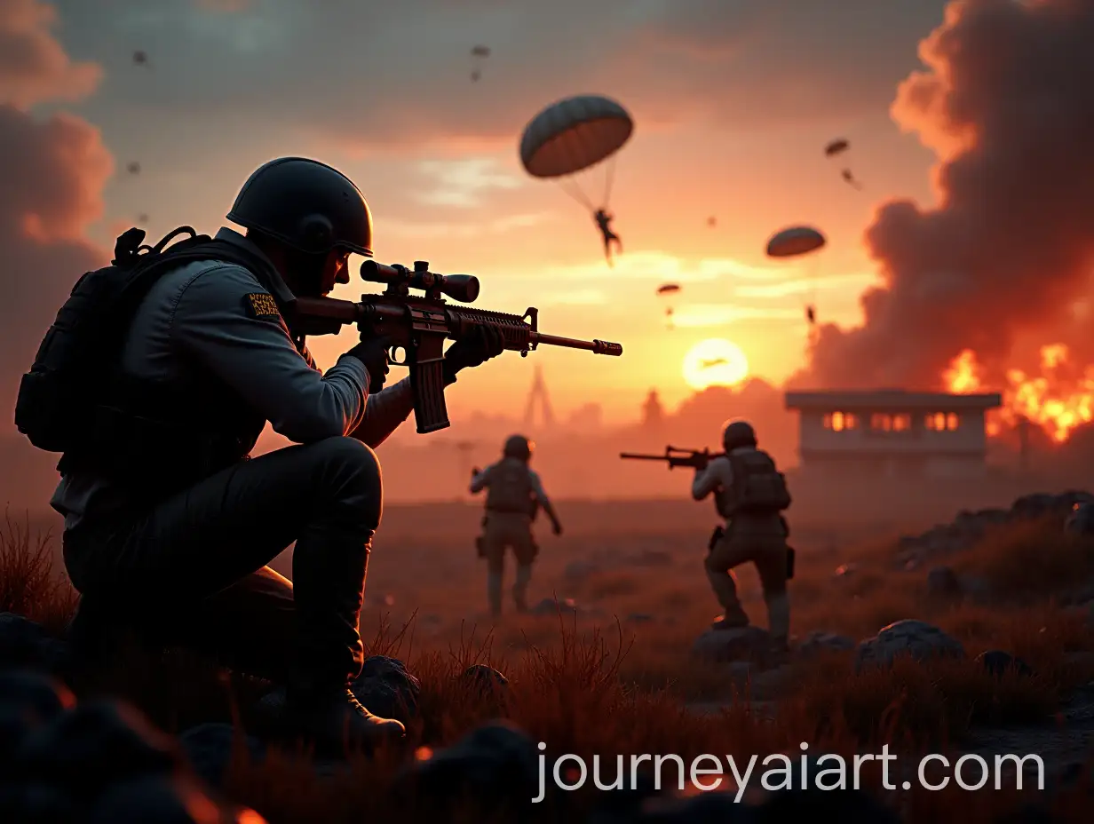 Realistic-Battle-Royale-Soldier-in-Action-with-Explosions-and-Loot-Drop