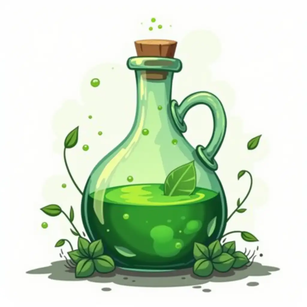 Toony-Game-Art-Featuring-Evergreen-Potion-with-Bold-Black-Outline