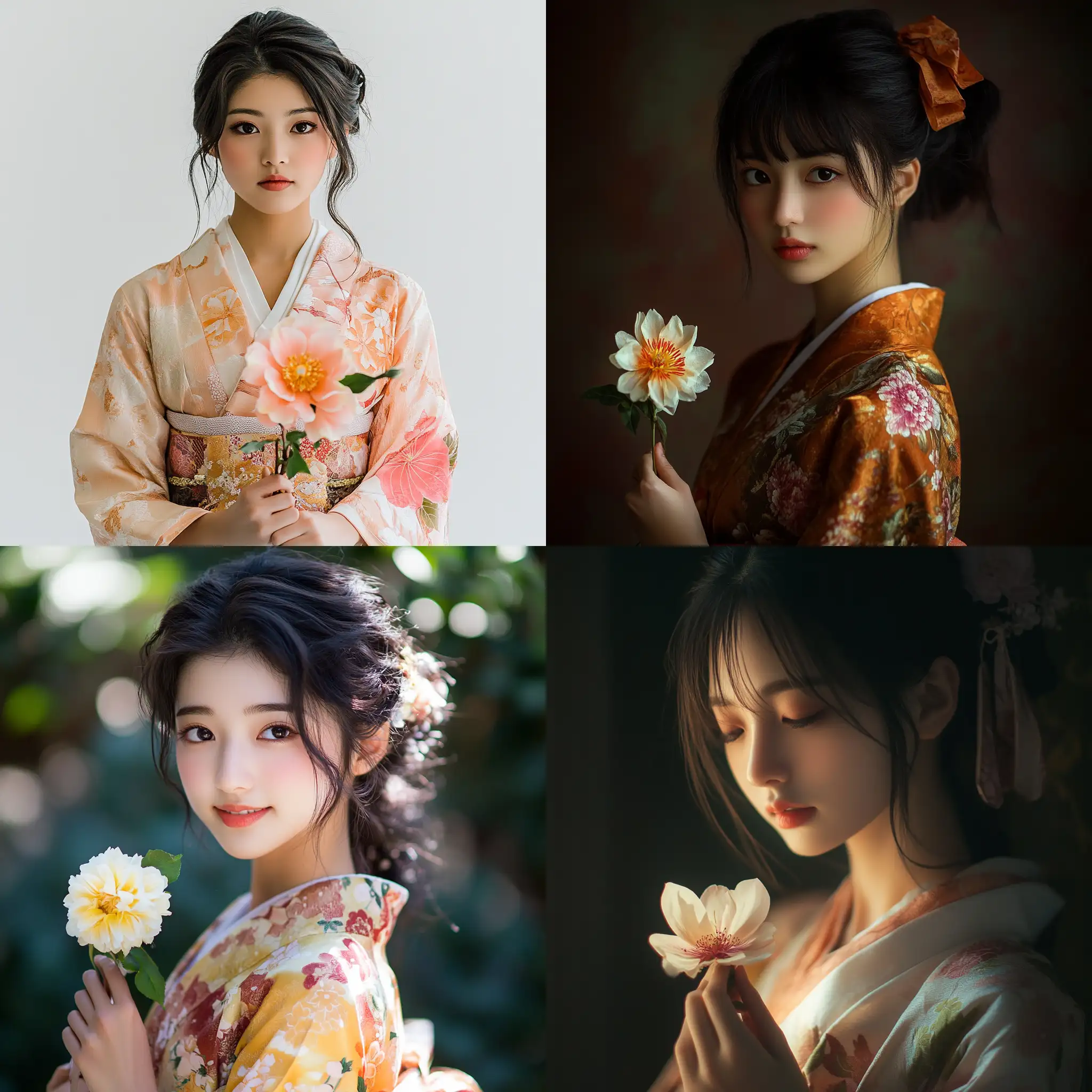 Young-Asian-Girl-in-Traditional-Kimono-Holding-a-Flower