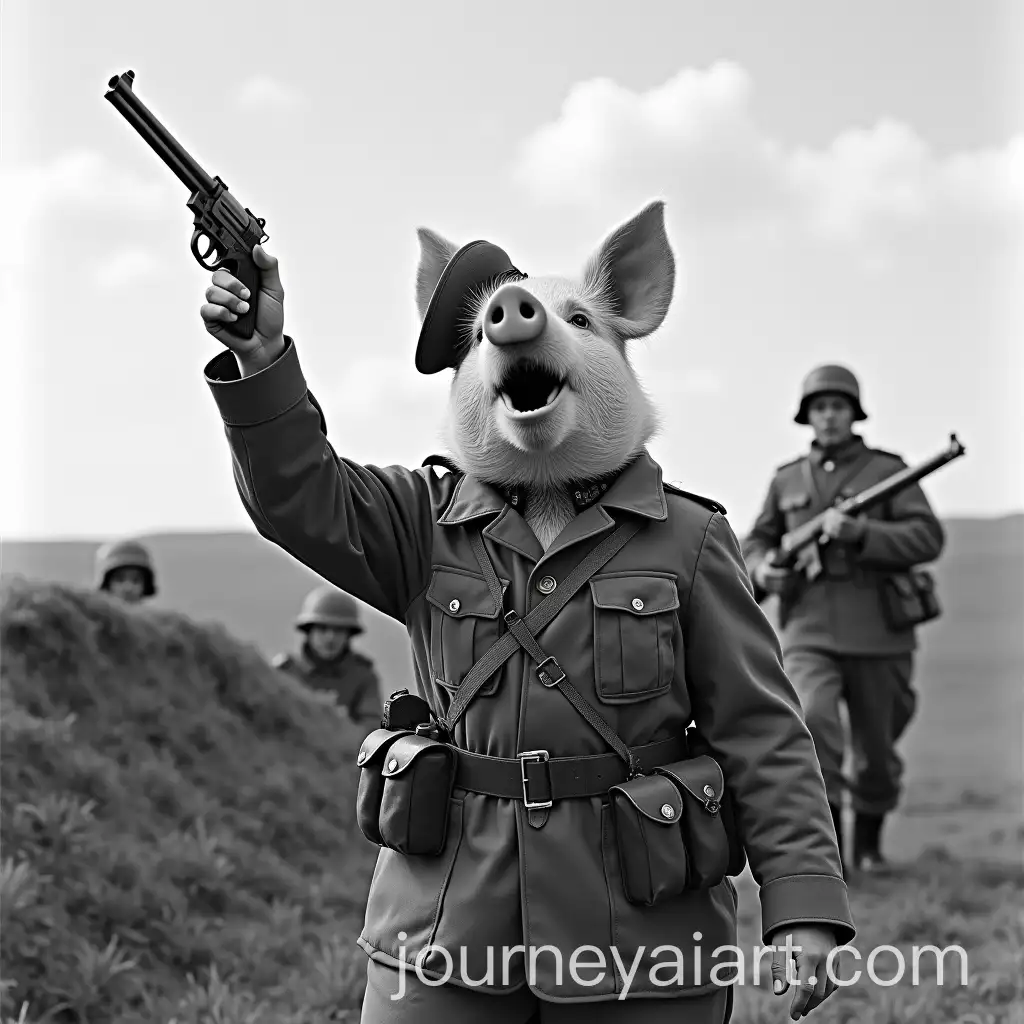 Dramatic-WWII-PropagandaInspired-Scene-with-Pig-Soldier-in-Soviet-Uniform