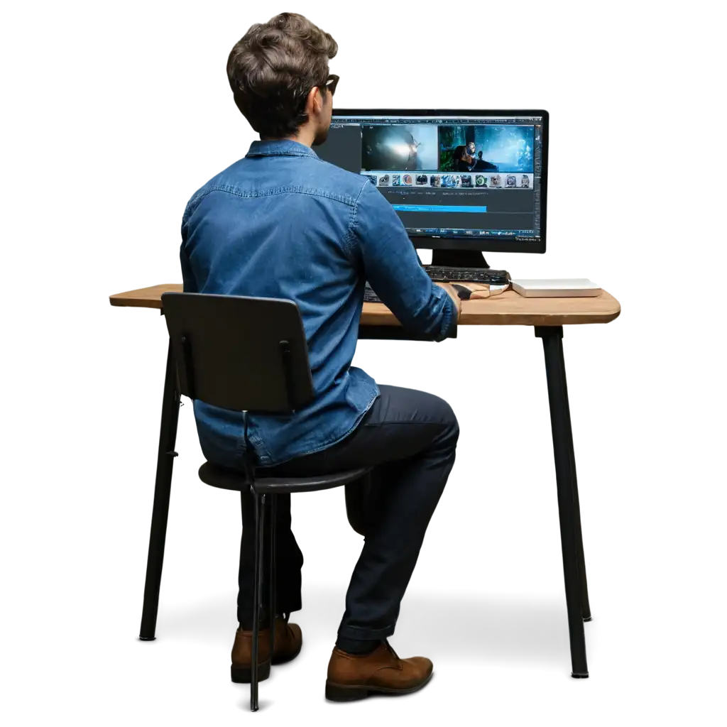 Professional-Video-Editor-at-Work-Captivating-PNG-Image-of-a-Video-Editing-Setup