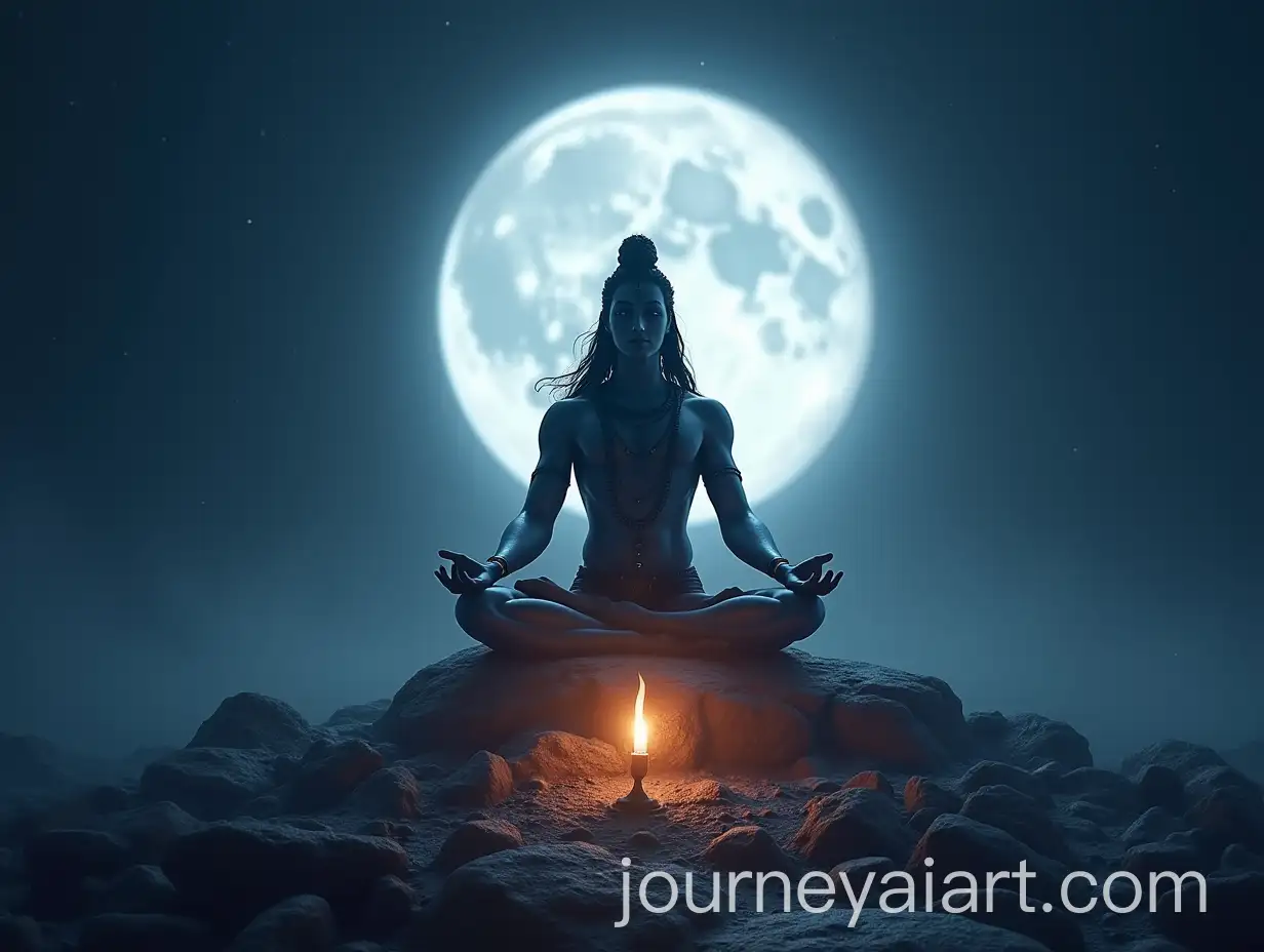 Lord-Shivalinga-with-Lord-Nandi-Under-White-Moonlight