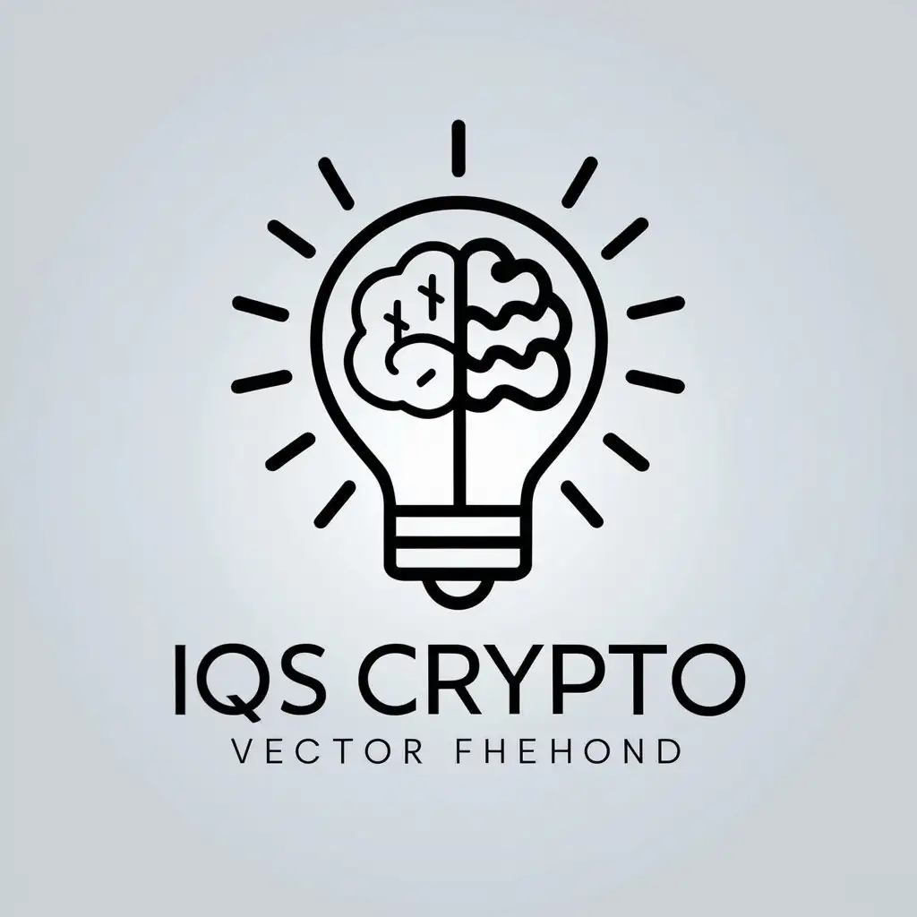 a vector logo design,with the text "IQS CRYPTO", main symbol:Light bulb, coin brain,Moderate,be used in Finance industry,clear background