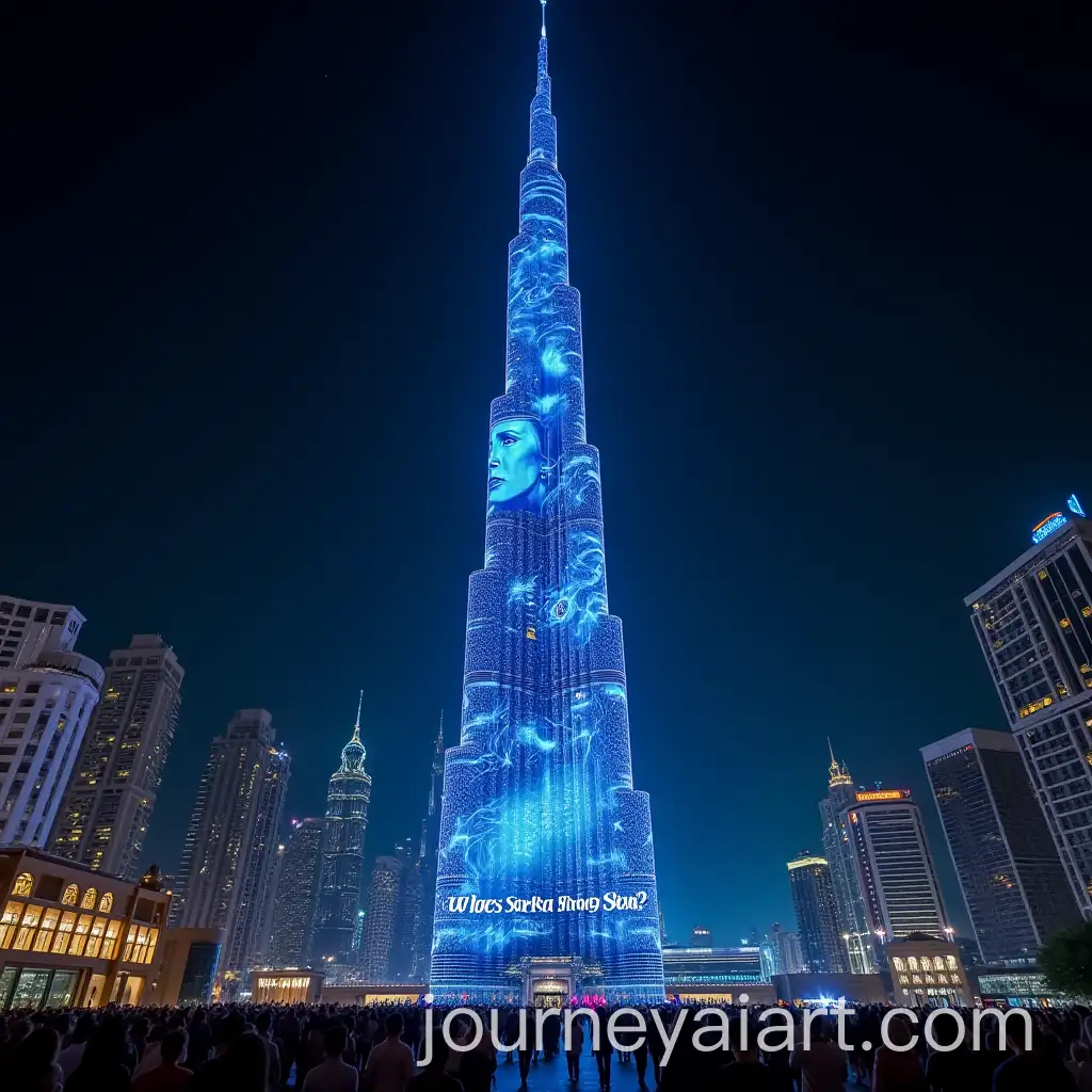 Burj-KhalAI-Image-Prompt-Expansionifa-Nighttime-Futuristic-Projection-Mapping-with-Digital-Skin-Scan-Animations