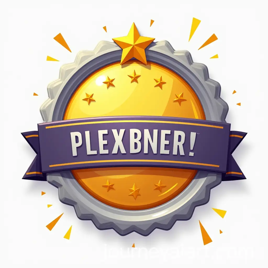 Victorious-Character-Achieving-a-Challenge-Badge-in-Vibrant-Gold-and-Silver-Colors