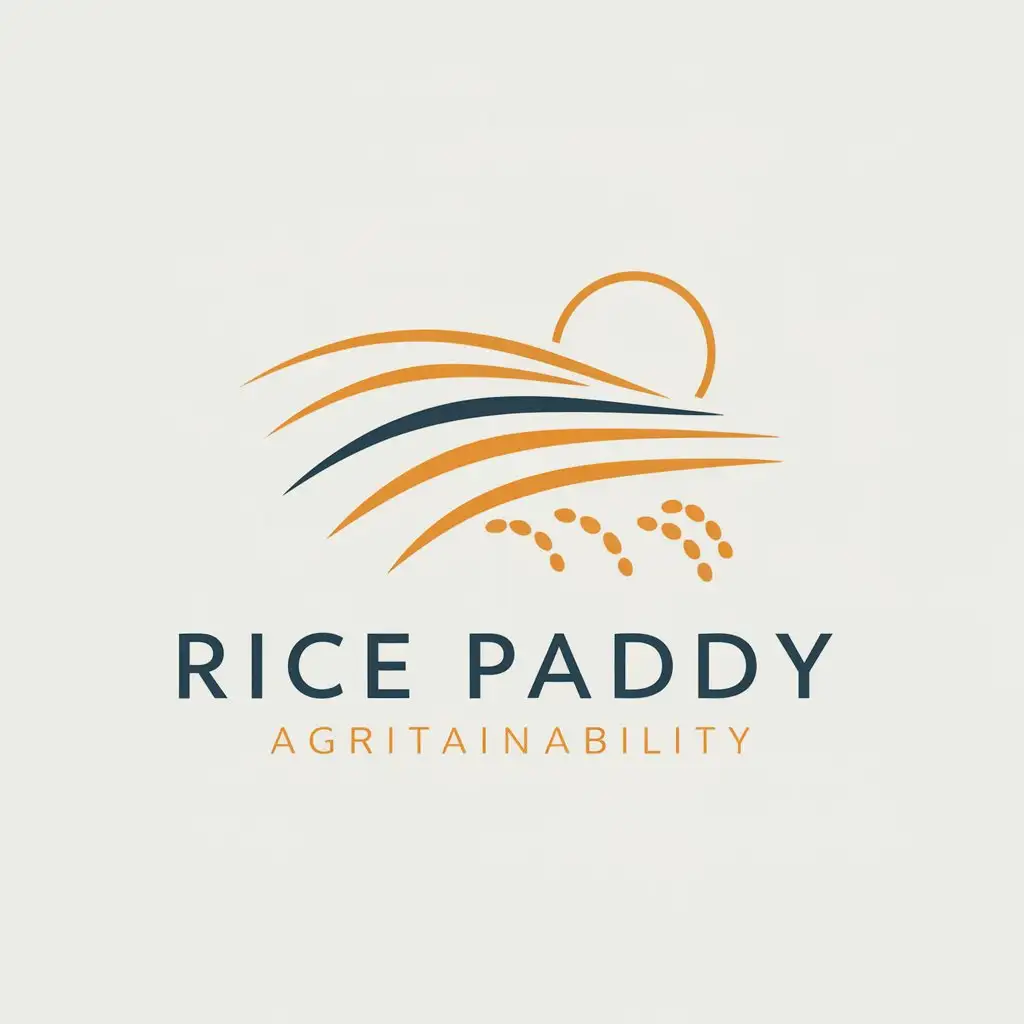 Minimalist Logo Design Symbolic Slopes and Rice Fields in Harmonious Colors