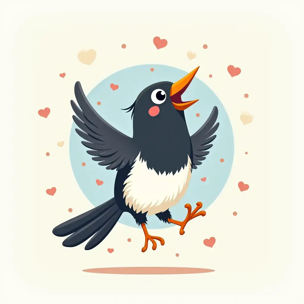 Happy-Magpie-Illustration-with-Vibrant-Colors-and-Playful-Expression