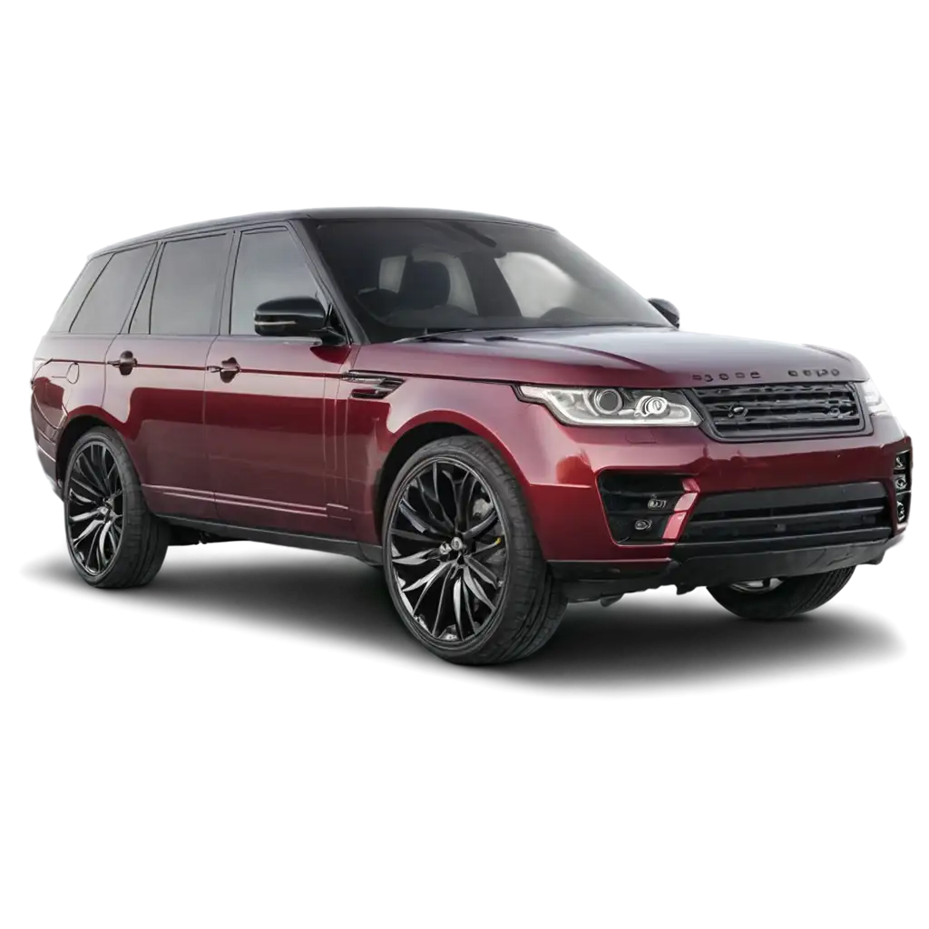 PNG-Image-Range-Rover-in-All-Cherry-Color-Body-with-Golden-Grill-and-Front-Profile