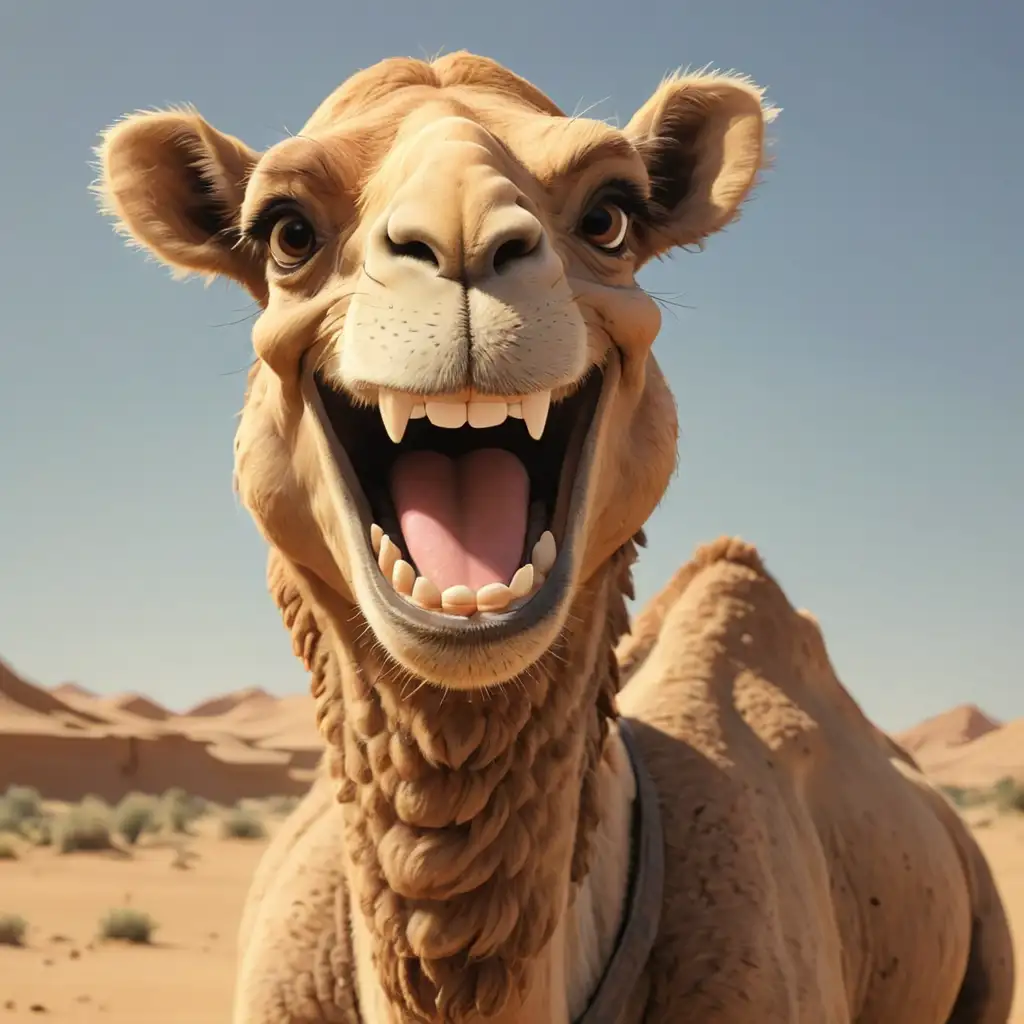 Cheerful Cartoon Camel Smiling