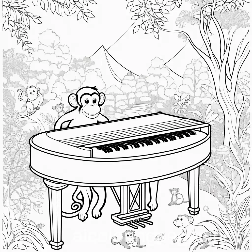 Forest-Animals-Applauding-Monkey-Playing-Piano-with-Musical-Notes