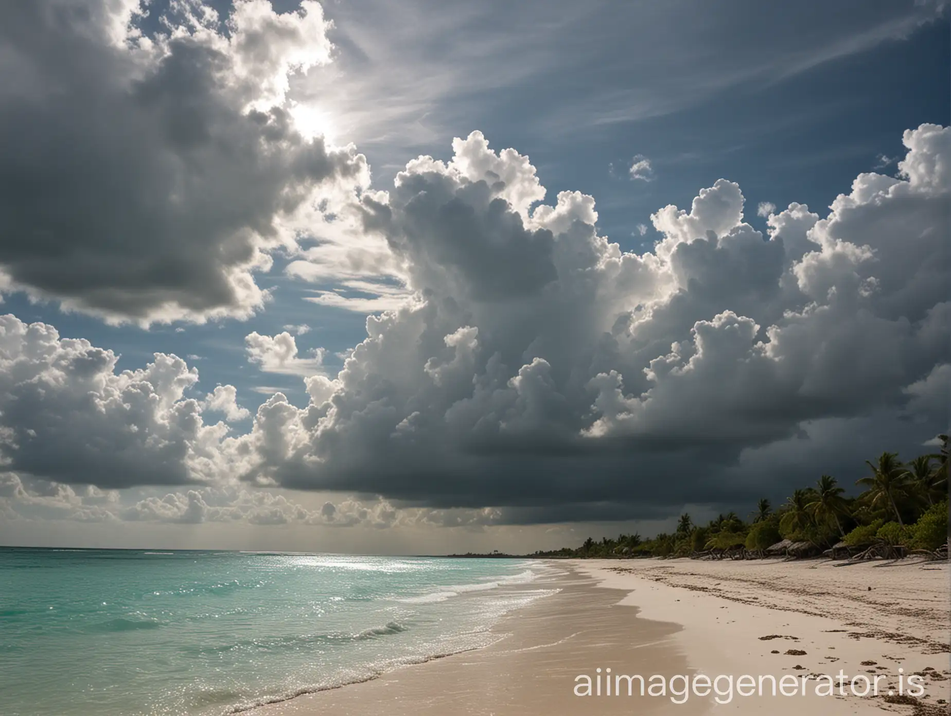 Cloudy-Beach-in-Riviera-Maya-Mexico-with-Dramatic-Sky