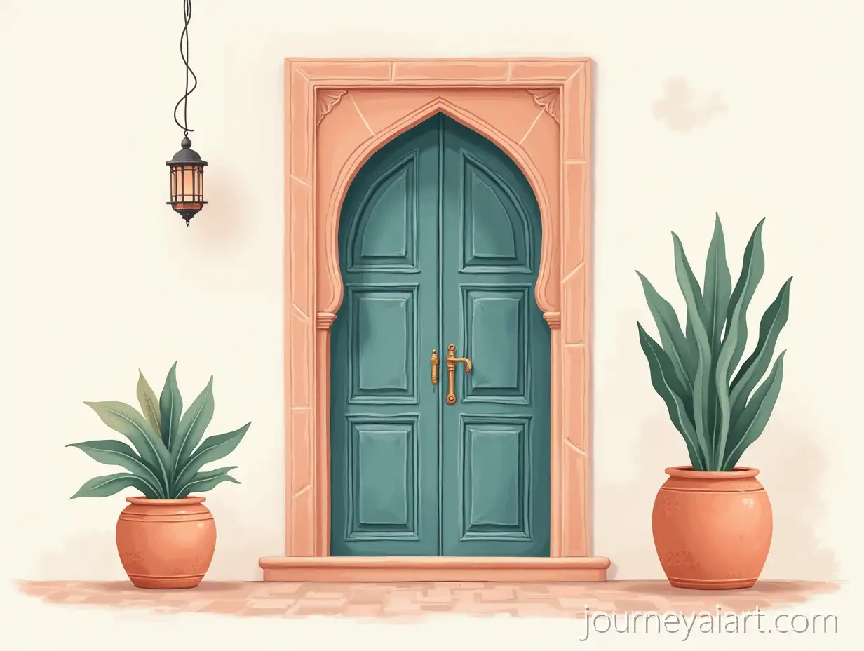 Traditional-Moroccan-Door-with-Pastel-Colors-as-ElegantMoroccan-door-wall-art-Wall-Art