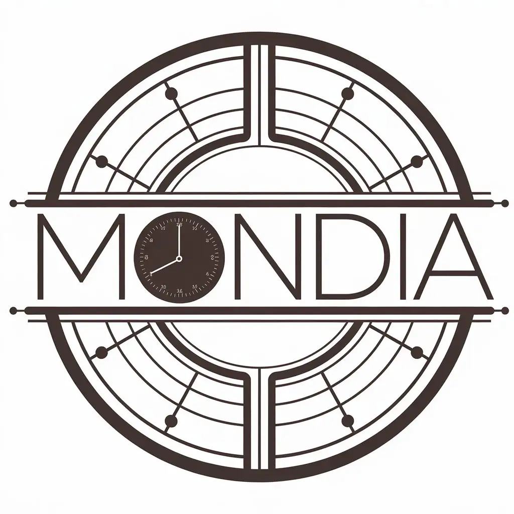 LOGO-Design-For-MONDIA-Elegant-Clock-Symbol-with-Helix-Golden-Ratio