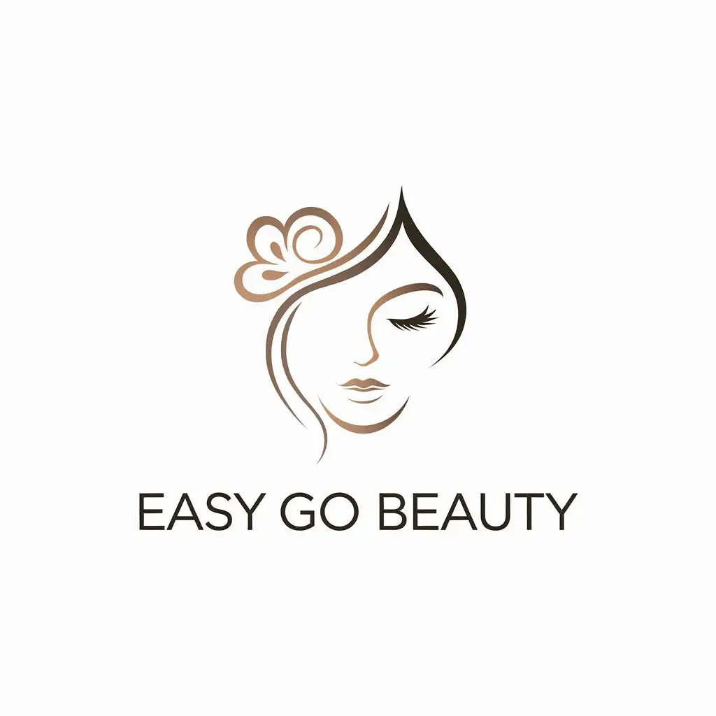 LOGO-Design-for-Easy-Go-Beauty-Minimalist-Female-Face-Symbol-for-Beauty-Spa-Industry