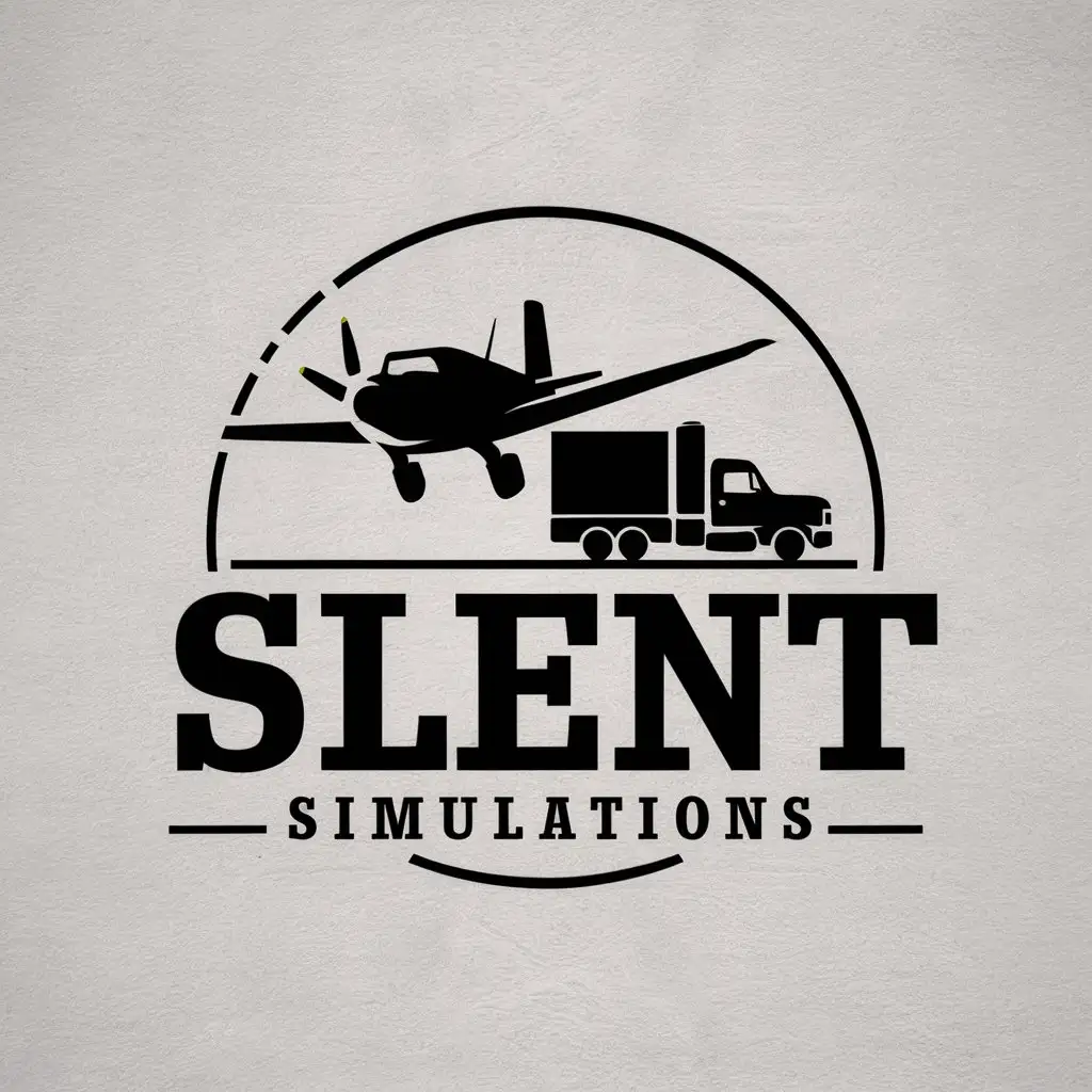 LOGO Design For Silent Simulations Airplane and Truck in Vector Style