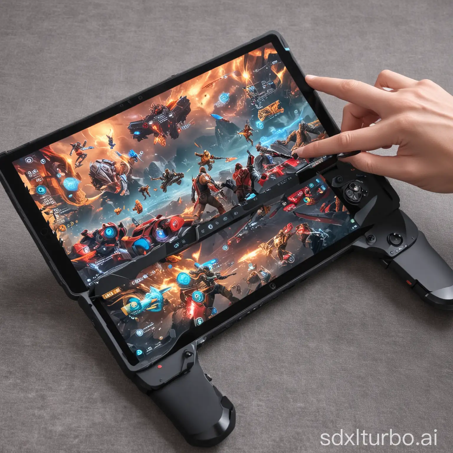 tablets with game handles on both sides, innovative foldable